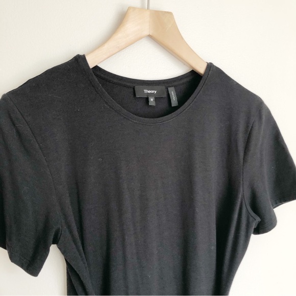 Theory Dakui Mini Knotted T-Shirt Dress in Black size M - Picture 3 of 7